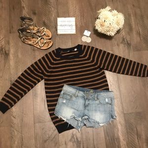 BDG striped navy blue and gold knit sweater. XS.